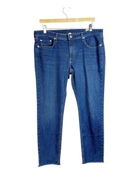 Rag & Bone Dre Low-Rise Slim Boyfriend Jeans Dark Wash Denim Size 32 Raw Hem